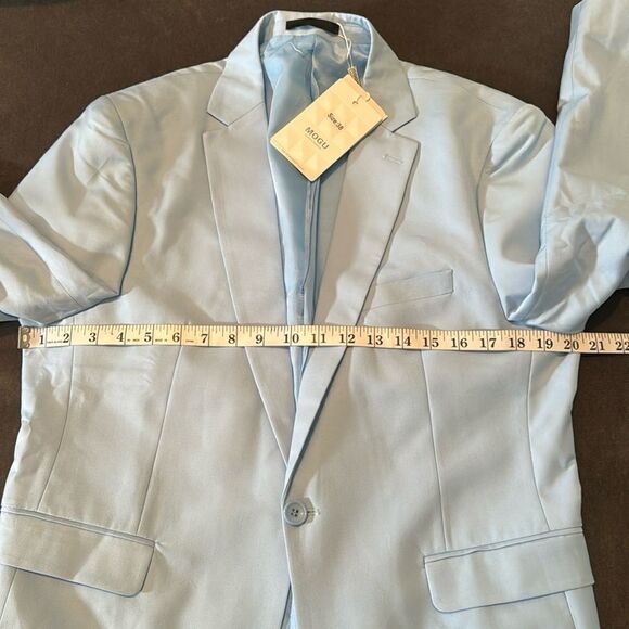 Men’s Pale Blue Slim Fit Dress Suit Jacket & Vest Size 38 NWT - Picture 5 of 11